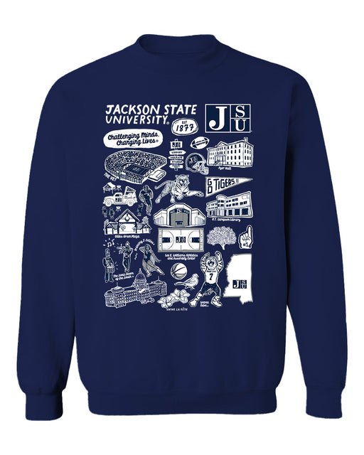 Jackson State Tigers JSU Vive La Fete Impressions Navy Cotton Crewneck Sweatshirt for Women