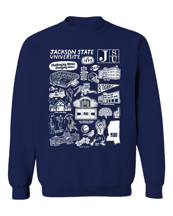 Jackson State Tigers JSU Vive La Fete Impressions Navy Cotton Crewneck Sweatshirt for Women