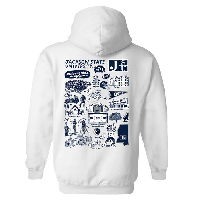 Jackson State University Tigers Hand Sketched Artwork Cotton Fleece Women Hoodie - Vive La Fête - Online Apparel Store