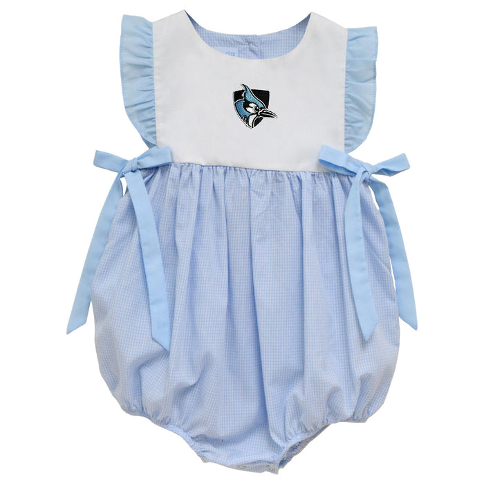 Johns Hopkins Blue Jays Embroidered Light Blue Gingham Girls Bubble