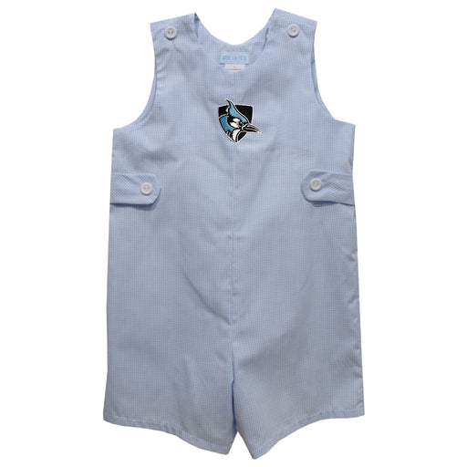 Johns Hopkins Blue Jays Embroidered Light Blue Gingham Boys Jon Jon