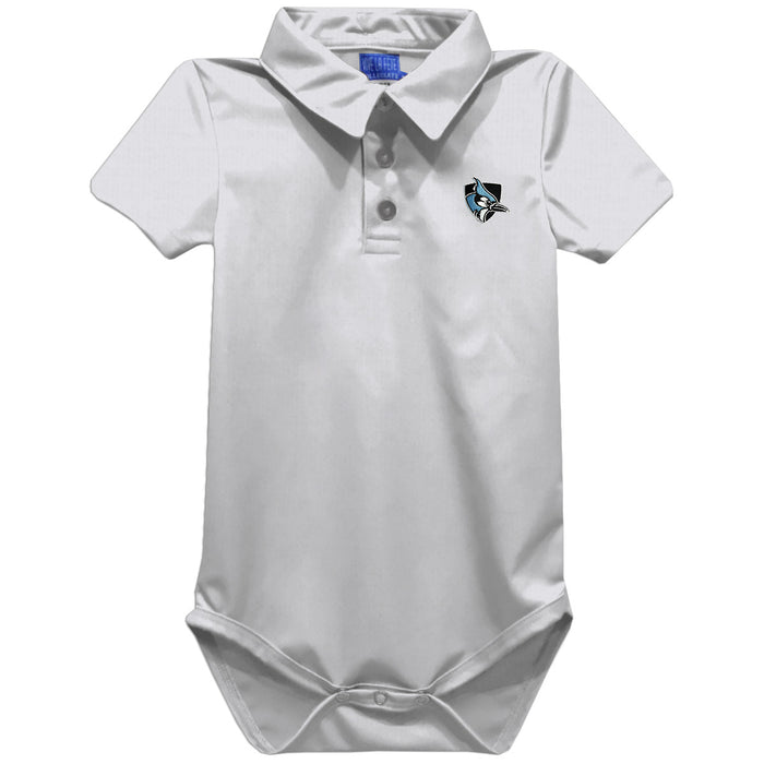 Johns Hopkins Blue Jays Embroidered White Solid Knit Boys Polo Bodysuit
