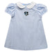 Johns Hopkins Blue Jays Embroidered Light Blue Gingham Short Sleeve A Line Dress