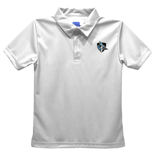 Johns Hopkins Blue Jays Embroidered White Short Sleeve Polo Box Shirt