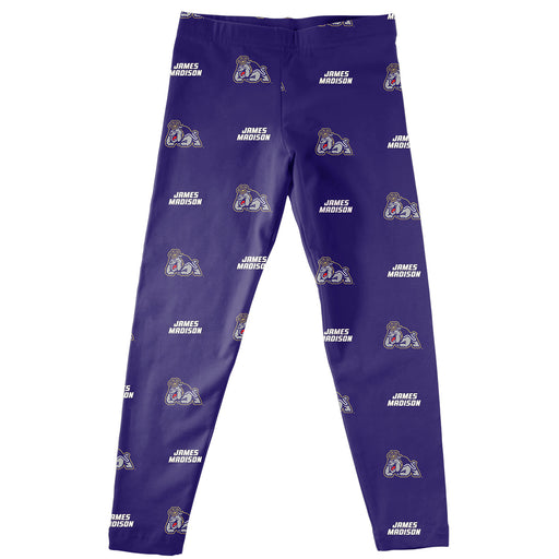 James Madison Dukes Vive La Fete Girls Game Day All Over Two Logos Elastic Waist Classic Play Purple Leggings Tights