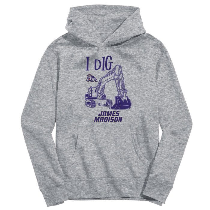 James Madison University Dukes Excavator Heather Grey Cotton Youth Hoodie