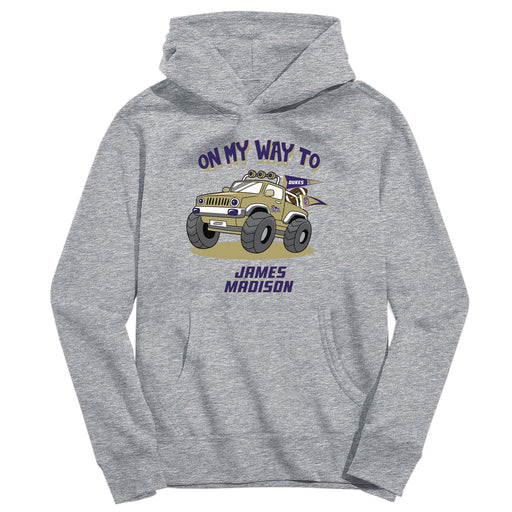 James Madison University Dukes On My Way Monster Truck Heather Grey Cotton Youth Hoodie