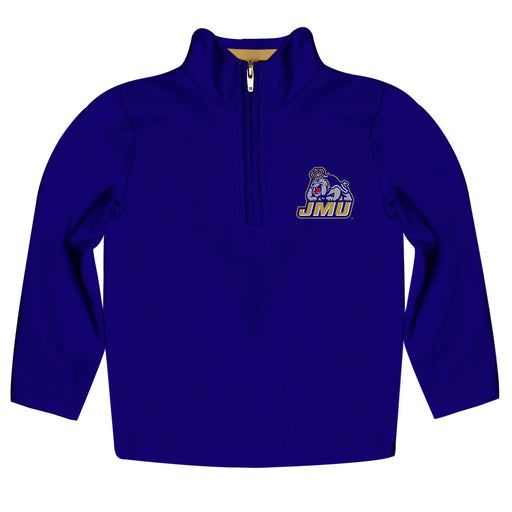James Madison University Dukes Vive La Fete Game Day Solid Purple Quarter Zip Pullover Sleeves