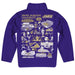 James Madison University Dukes Hand Sketched Vive La Fete Impressions Artwork Purple Boys Quarter Zip Pullover V1 - Vive La Fête - Online Apparel Store