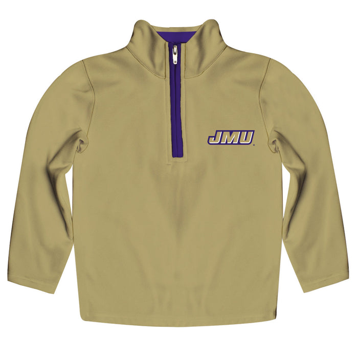 James Madison University Dukes Hand Sketched Vive La Fete Impressions Artwork  Gold Quarter Zip Pullover V1