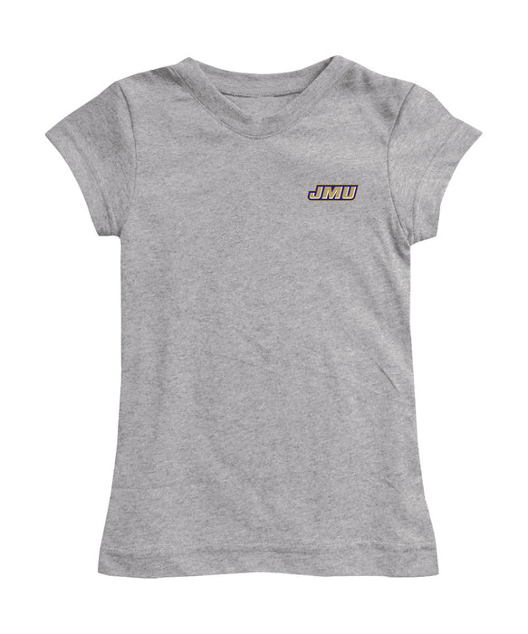 James Madison University Dukes Hand Sketched Vive La Fete Impressions Artwork Grey Girls Cotton Short Sleeve Tee