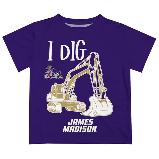 James Madison University Dukes Vive La Fete Excavator Boys Game Day Purple Short Sleeve Tee