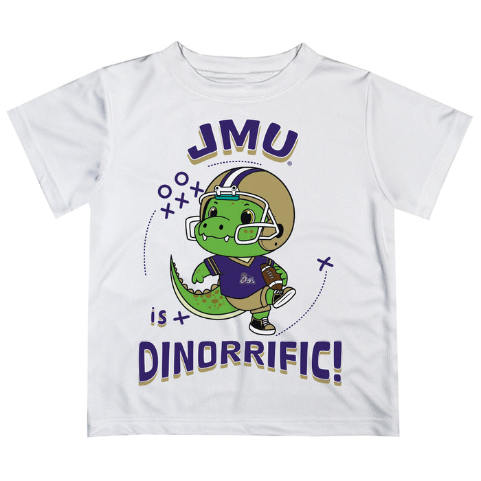 James Madison University Dukes Vive La Fete Dinorrific Boys Game Day White Short Sleeve Tee
