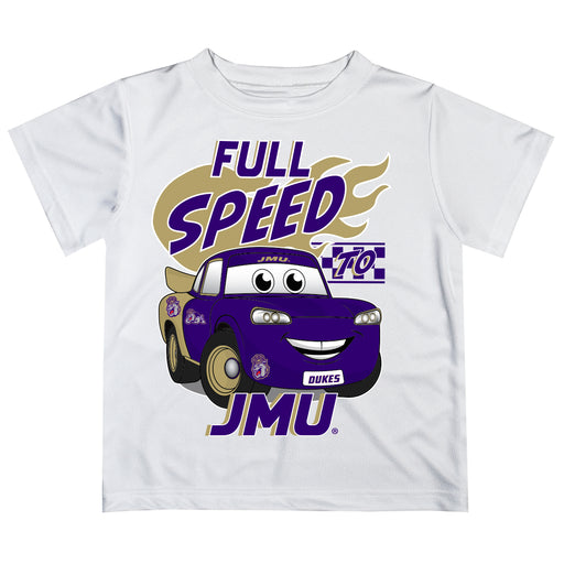 James Madison University Dukes Vive La Fete Toy Racing Car Boys Game Day White Short Sleeve Tee