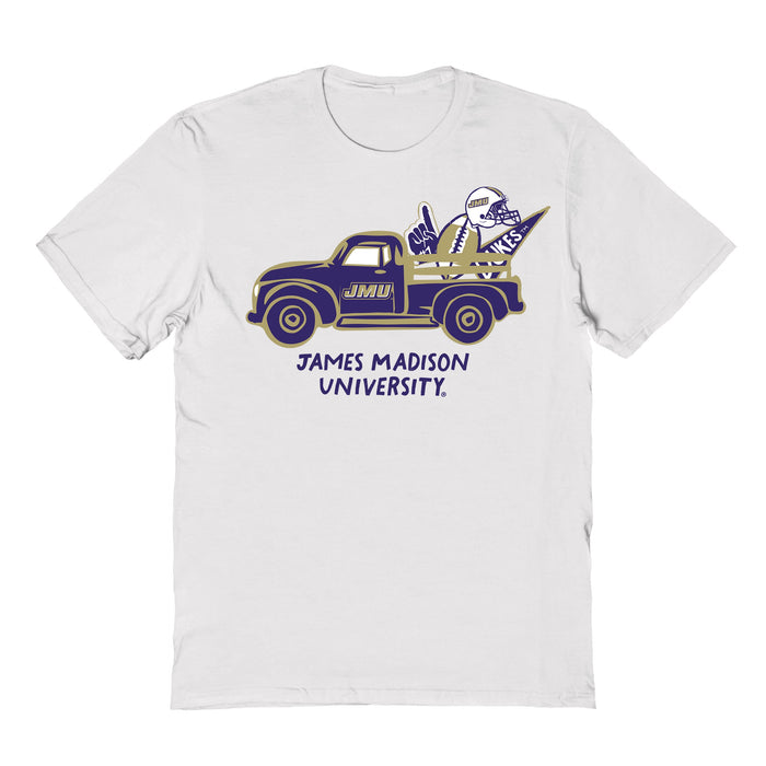 JMU Dukes Hand Sketched Vive La Fete Impressions Truck Kids White Cotton T-shirt