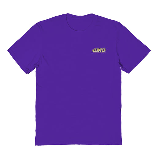 JMU Dukes Vive La Fete Impressions Artwork Purple Womens Cotton Tshirt