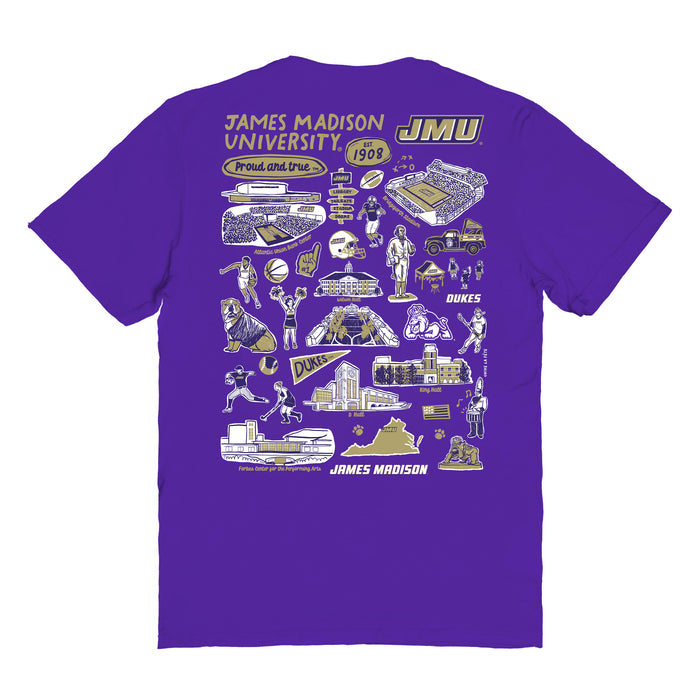 JMU Dukes Vive La Fete Impressions Artwork Womens Cotton Tshirt - Vive La Fête - Online Apparel Store