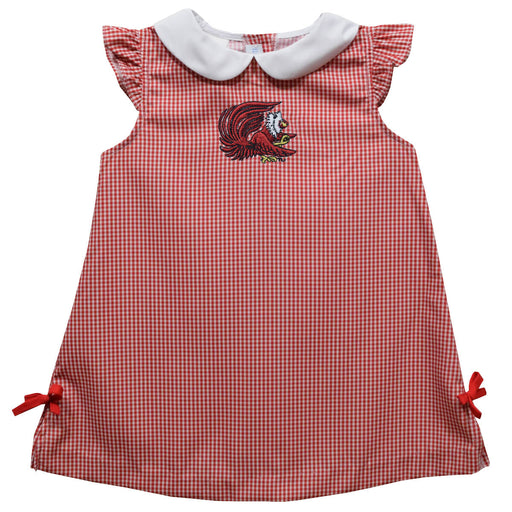 Jacksonville State Gamecocks Embroidered Red Cardinal Gingham A Line Dress