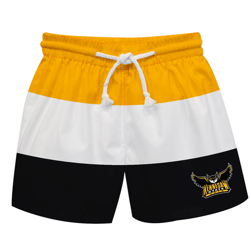 Kennesaw State University KSU Owls Vive La Fete Gold Stripes Swimtrunks V1