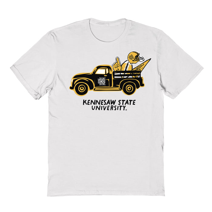 Kennesaw State Owls Hand Sketched Vive La Fete Impressions Truck Kids White Cotton T-shirt
