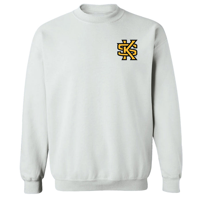 Kennesaw State University KSU Owls Hand Sketched Vive La Fete Impressions Artwork White Crew Neck Sweatshirt for Women