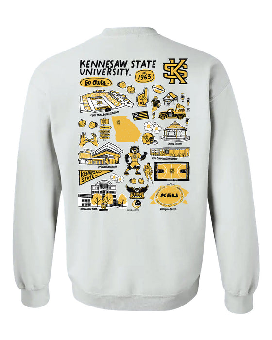 Kennesaw State University KSU Owls Hand Sketched Artwork Black Crewneck Sweatshirt for Women - Vive La Fête - Online Apparel Store