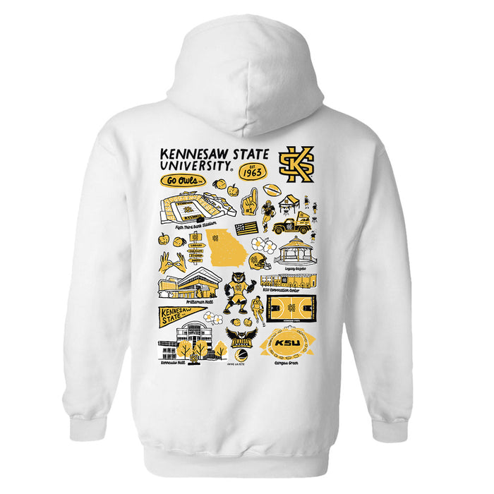 Kennesaw State University KSU Owls Hand Sketched Artwork Black Cotton Fleece Women Hoodie - Vive La Fête - Online Apparel Store