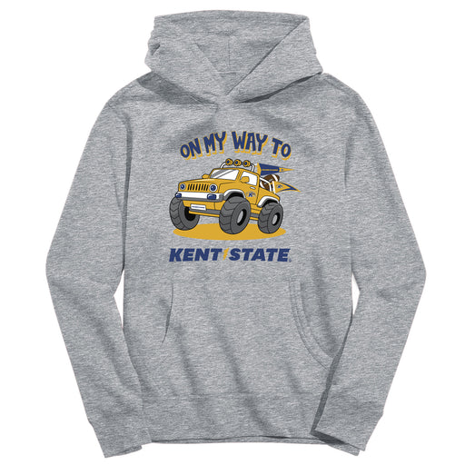 Kent State Golden Flashes On My Way Monster Truck Heather Grey Cotton Youth Hoodie