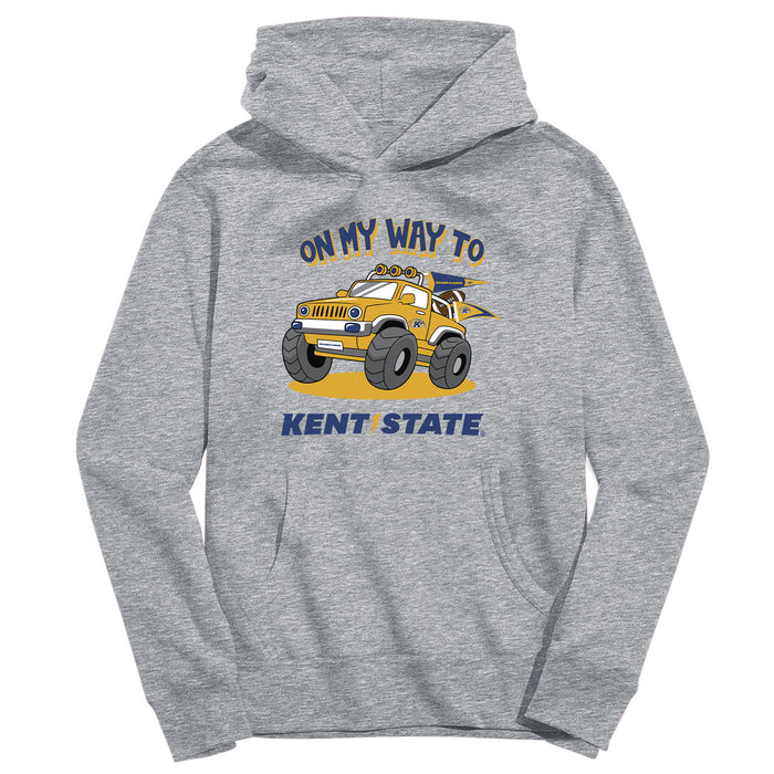 Kent State Golden Flashes On My Way Monster Truck Heather Grey Cotton Youth Hoodie