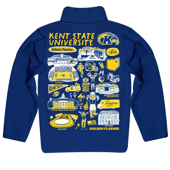 Kent State Golden Flashes Hand Sketched Vive La Fete Impressions Artwork  Blue Boys Quarter Zip Pullover V1 - Vive La Fête - Online Apparel Store