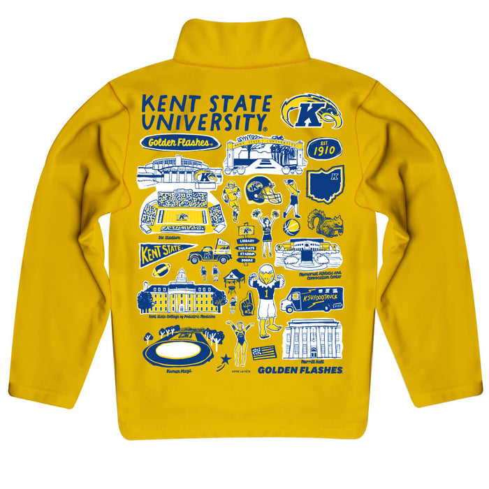 Kent State Golden Flashes Hand Sketched Vive La Fete Impressions Artwork Gold Boys Quarter Zip Pullover V1 - Vive La Fête - Online Apparel Store
