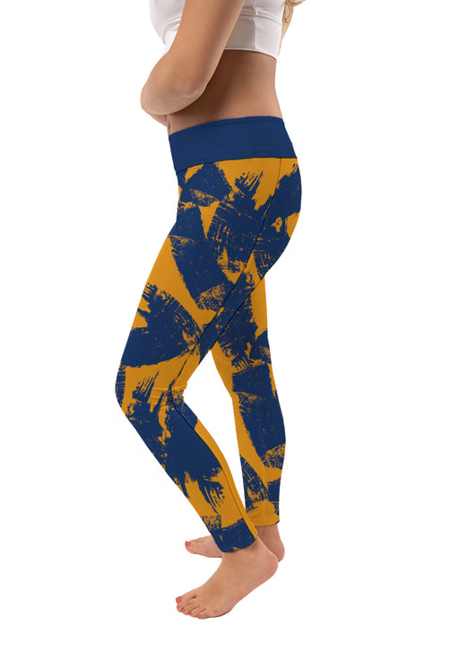 Kent State Golden Flashes Vive La Fete Paint Brush Logo on Waist Women Blue Yoga Leggings - Vive La Fête - Online Apparel Store