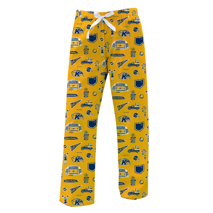 Kent State Golden Flashes Repeat Print Hand Sketched Vive La Fete Impressions Artwork Womens  Gold  Lounge Pants