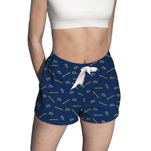 Kent State Golden Flashes Vive La Fete Game Day All Over Logo Women Blue Lounge Shorts