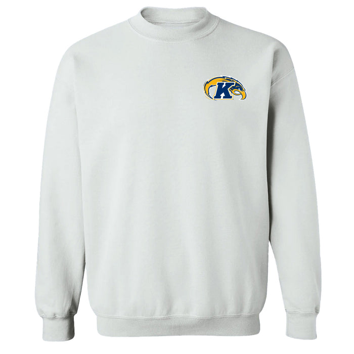 Kent State Golden Flashes Hand Sketched Vive La Fete Impressions Artwork White Crew Neck Sweatshirt for Women