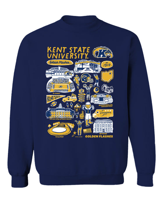 Kent State Golden Flashes Vive La Fete Impressions Navy Cotton Crewneck Sweatshirt for Women