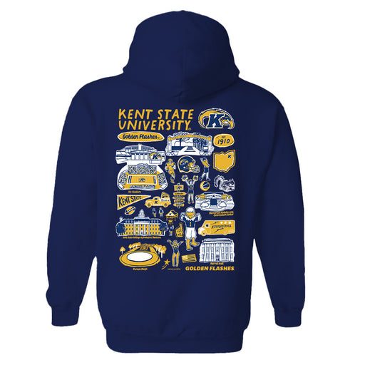 Kent State Golden Flashes Hand Sketched Artwork Cotton Fleece Women Hoodie - Vive La Fête - Online Apparel Store