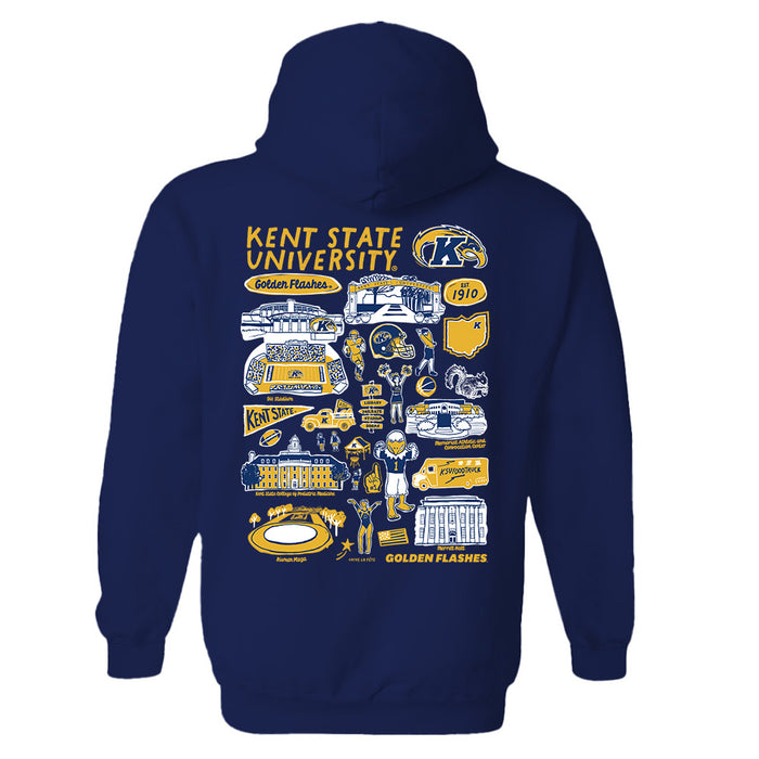 Kent State Golden Flashes Hand Sketched Artwork Cotton Fleece Women Hoodie - Vive La Fête - Online Apparel Store