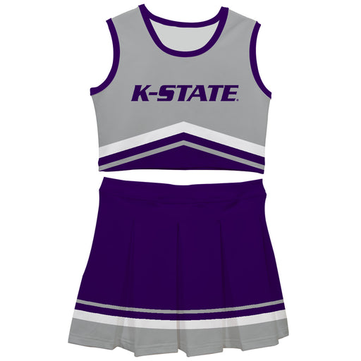 Kansas State Wildcats KSU K-State Vive La Fete Game Day Gray and Purple Sleeveless Chearleader Set