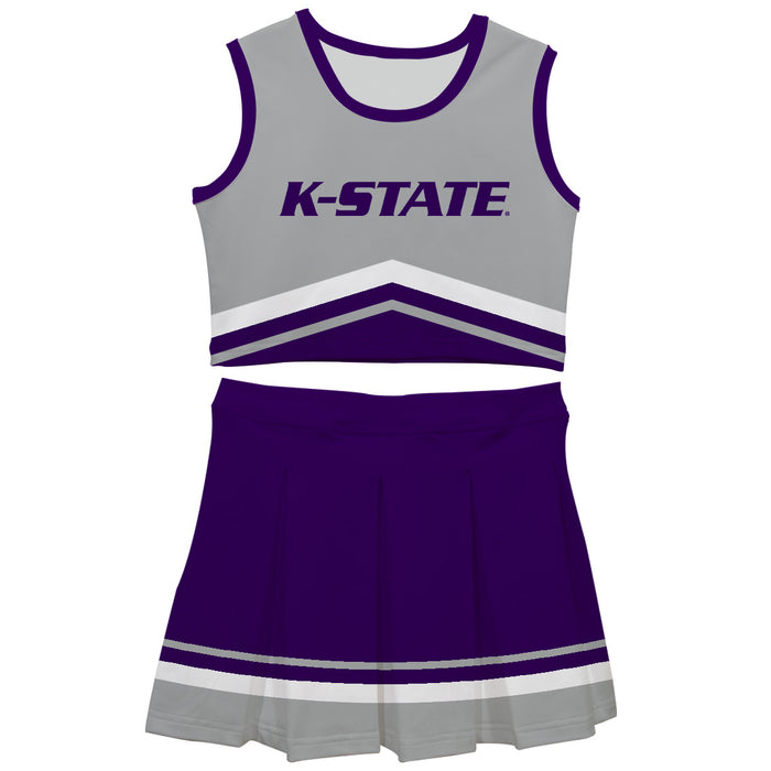 Kansas State Wildcats KSU K-State Vive La Fete Game Day Gray and Purple Sleeveless Chearleader Set