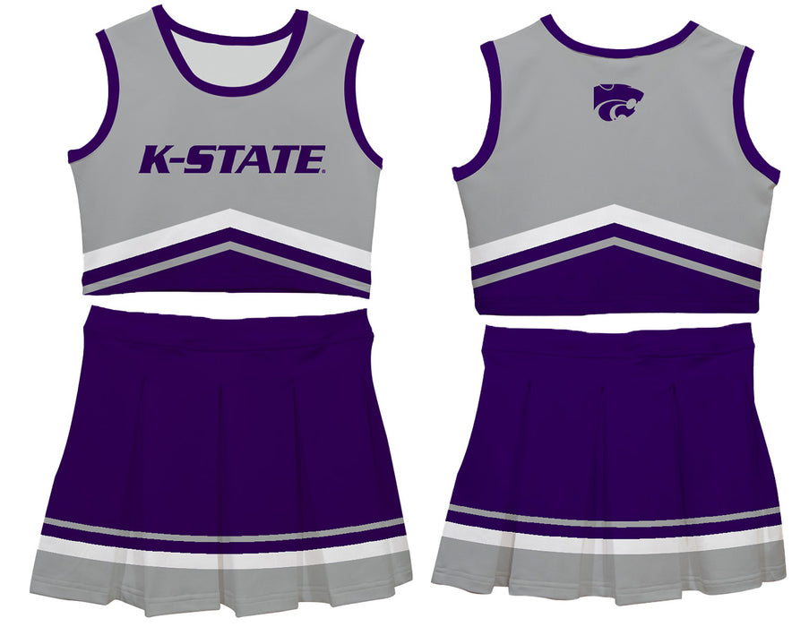Kansas State Wildcats KSU K-State Vive La Fete Game Day Gray and Purple Sleeveless Chearleader Set - Vive La Fête - Online Apparel Store