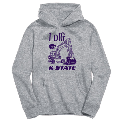 Kansas State University Wildcats K-State Excavator Heather Grey Cotton Youth Hoodie