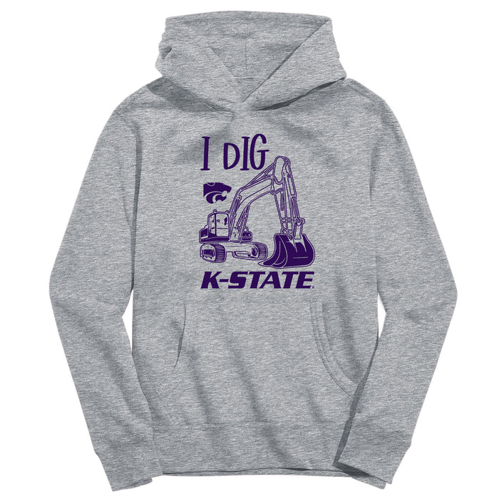 Kansas State University Wildcats K-State Excavator Heather Grey Cotton Youth Hoodie