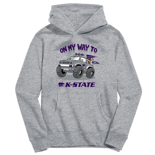 Kansas State University Wildcats K-State On My Way Monster Truck Heather Grey Cotton Youth Hoodie