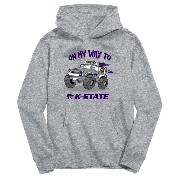 Kansas State University Wildcats K-State On My Way Monster Truck Heather Grey Cotton Youth Hoodie