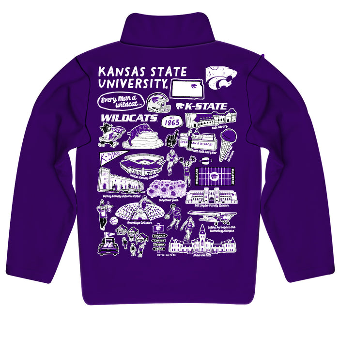 Kansas State University Wildcats K-State Hand Sketched Vive La Fete Impressions Artwork Purple Boys Quarter Zip Pullover V1 - Vive La Fête - Online Apparel Store