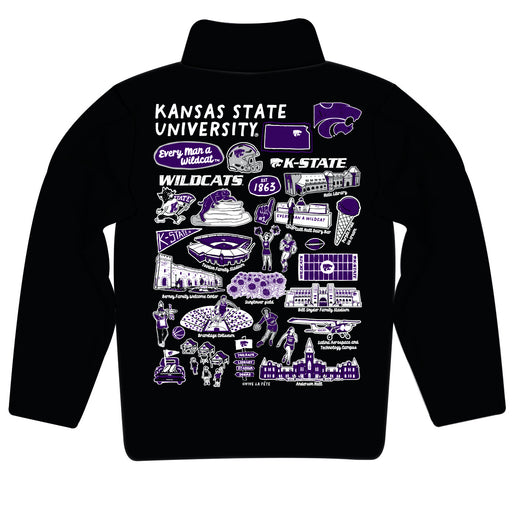 Kansas State University Wildcats K-State Hand Sketched Vive La Fete Impressions Artwork Black Boys Quarter Zip Pullover V1 - Vive La Fête - Online Apparel Store