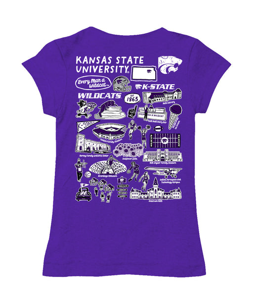 Kansas State Wildcats KSU K-State Hand Sketched Vive La Fete Impressions Artwork Purple Girls Cotton Short Sleeve Tee - Vive La Fête - Online Apparel Store
