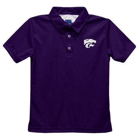 Kansas State University Wildcats K-State Embroidered Purple Short Sleeve Polo Box Shirt