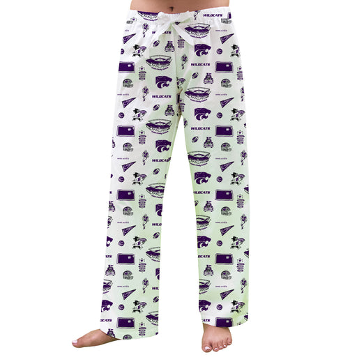Kansas State University Wildcats K-State Repeat Print Hand Sketched Vive La Fete Impressions Artwork Womens  White  Loun